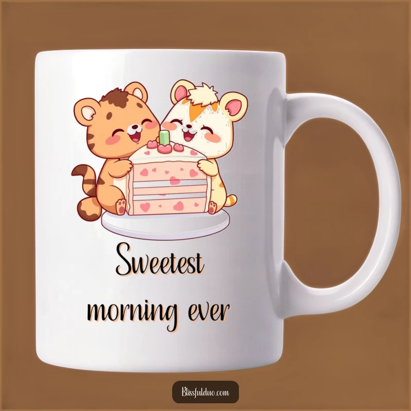 Funny Cake Sharing Animals Mug a Sweet and Funny Gift