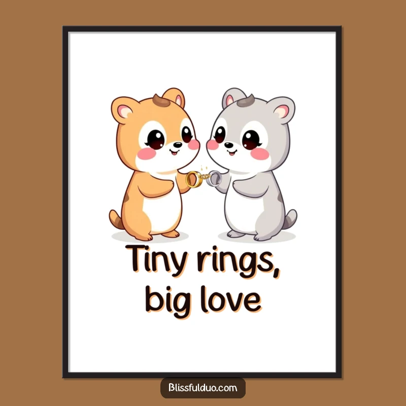 Funny Engagement Animals Digital Art a Romantic and Funny Gift
